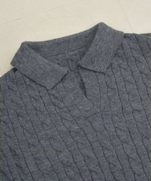 DAY CLOSET(デイ クローゼット)の「【セットアップ】長袖ケーブル編みスキッパーニットトップス+リブショートパンツ 上下2点セット レディース(ニット/セーター・レディース・ホワイト/グレー/ブラック・FREE)」の18枚目の写真