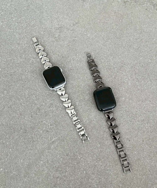 Me%（ミィパーセント）の「【ステンレス】AppleWatch miniハートバンド　605859（デジタル腕時計・レディース・シルバー/ブラック・MEDIUM）」の22枚目の写真