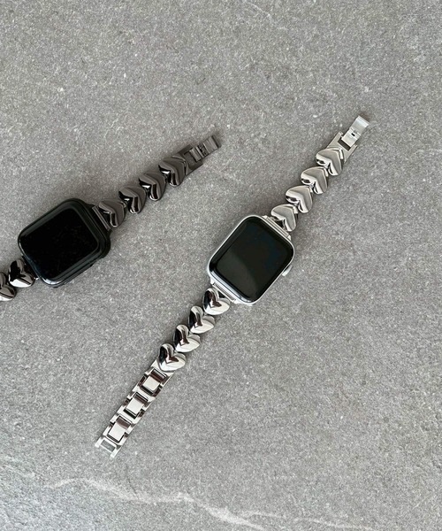 Me%（ミィパーセント）の「【ステンレス】AppleWatch miniハートバンド　605859（デジタル腕時計・レディース・シルバー/ブラック・MEDIUM）」の17枚目の写真