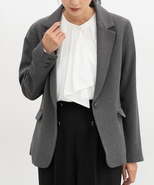 Honeys(ハニーズ)の「【ハニぽか】あったか裏地ボウタイブラウス(シャツ/ブラウス・レディース・グレイッシュブルー/ブラック系その他/アイボリー/ネイビー/ピンク系/ボルドー・3L/L/LL/M/S)」の2枚目の写真