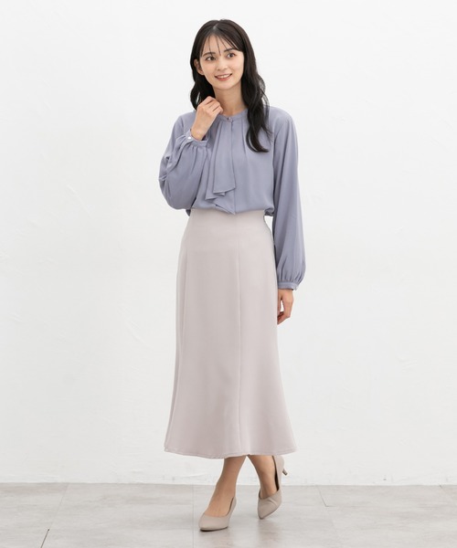 Honeys(ハニーズ)の「【ハニぽか】あったか裏地ボウタイブラウス(シャツ/ブラウス・レディース・グレイッシュブルー/ブラック系その他/アイボリー/ネイビー/ピンク系/ボルドー・3L/L/LL/M/S)」の14枚目の写真