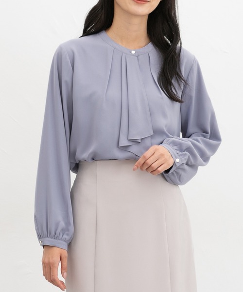 Honeys(ハニーズ)の「【ハニぽか】あったか裏地ボウタイブラウス(シャツ/ブラウス・レディース・グレイッシュブルー/ブラック系その他/アイボリー/ネイビー/ピンク系/ボルドー・3L/L/LL/M/S)」の15枚目の写真