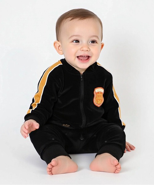 BABYDOLL（ベビードール）の「パイピングベロアロンパース 1059B（ロンパース・キッズ・ブラウン/チェリーピンク/オフホワイト/ブラック・70cm/80ｃｍ）」の2枚目の写真