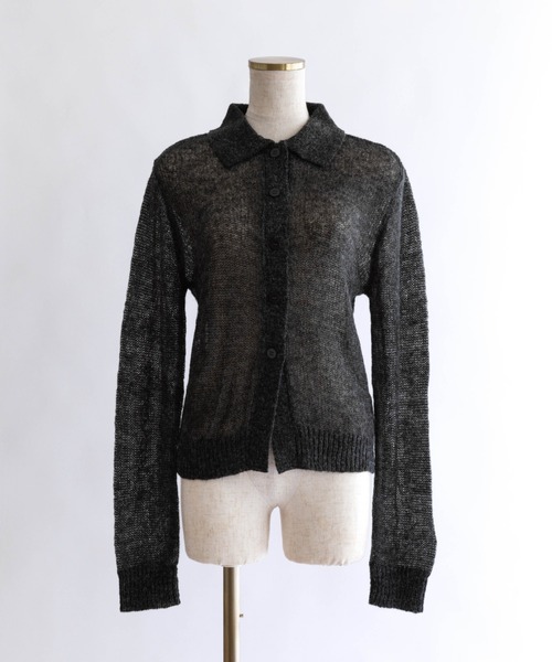 EN NEUME(エンノイム)の「Sheer Mohair Polo Knit(ニット/セーター・レディース・チャコール/ブラウン/アイボリー・FREE)」の3枚目の写真