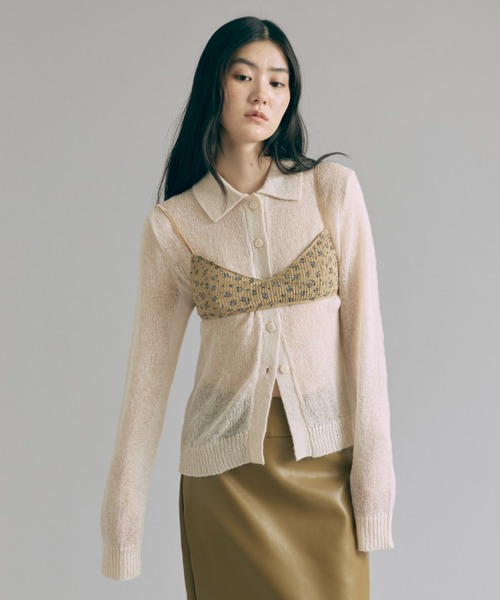 EN NEUME(エンノイム)の「Sheer Mohair Polo Knit(ニット/セーター・レディース・チャコール/ブラウン/アイボリー・FREE)」の7枚目の写真