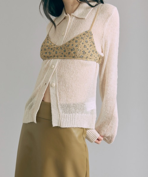 EN NEUME(エンノイム)の「Sheer Mohair Polo Knit(ニット/セーター・レディース・チャコール/ブラウン/アイボリー・FREE)」の8枚目の写真