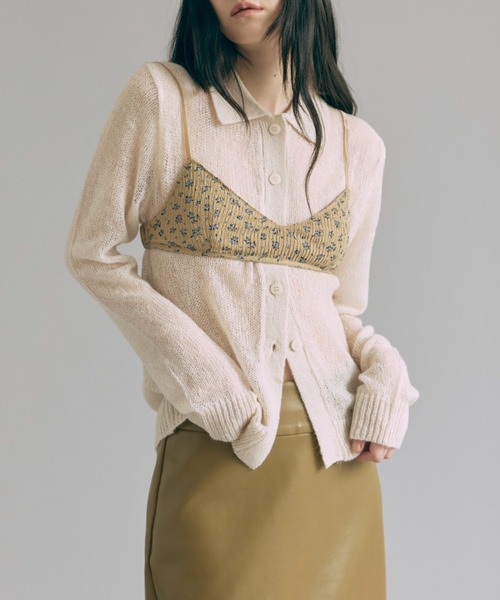 EN NEUME(エンノイム)の「Sheer Mohair Polo Knit(ニット/セーター・レディース・チャコール/ブラウン/アイボリー・FREE)」の4枚目の写真