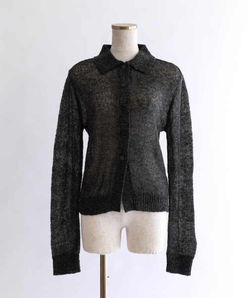 EN NEUME(エンノイム)の「Sheer Mohair Polo Knit(ニット/セーター・レディース・チャコール/ブラウン/アイボリー・FREE)」の19枚目の写真