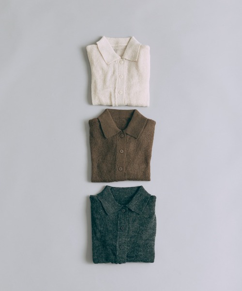 EN NEUME(エンノイム)の「Sheer Mohair Polo Knit(ニット/セーター・レディース・チャコール/ブラウン/アイボリー・FREE)」の10枚目の写真