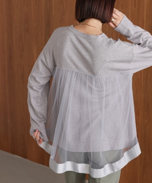 Bou Jeloud（ブージュルード）の「バックチュールニット（ニット/セーター・レディース・A/グレー/ブラック・FREE）」の3枚目の写真