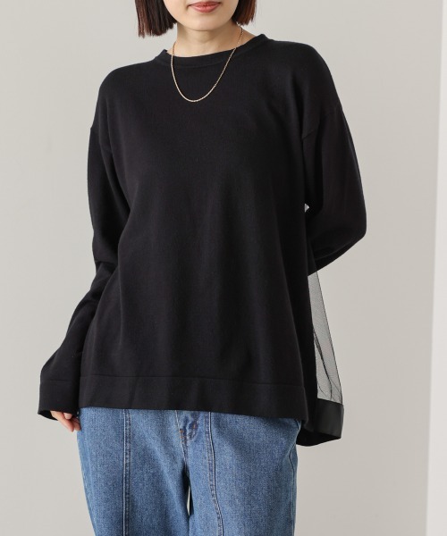 Bou Jeloud（ブージュルード）の「バックチュールニット（ニット/セーター・レディース・A/グレー/ブラック・FREE）」の4枚目の写真