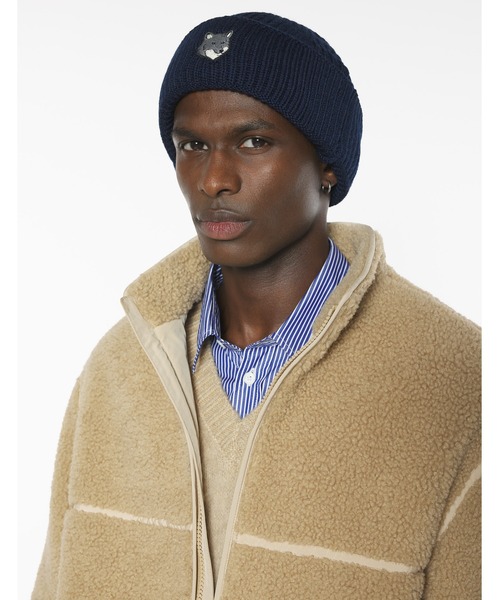 Maison Kitsune（メゾンキツネ）の「FOX HEAD LARGE BEANIE（ニットキャップ/ビーニー・メンズ・ネイビー/ブラウン/モスグリーン・U）」の11枚目の写真
