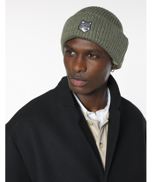 Maison Kitsune（メゾンキツネ）の「FOX HEAD LARGE BEANIE（ニットキャップ/ビーニー・メンズ・ネイビー/ブラウン/モスグリーン・U）」の8枚目の写真