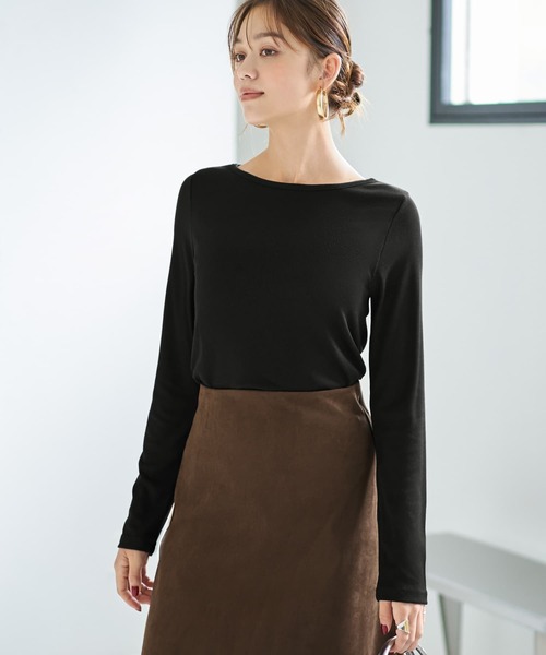 STYLE DELI（スタイルデリ）の「下に着るリブテレコ長袖カットソートップス（Tシャツ/カットソー・レディース・ホワイト/チャコールグレー/ブラック・MEDIUM）」の3枚目の写真