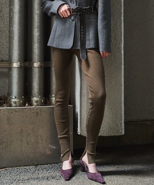 JOSE MOON(ジョゼムーン)の「KNIT LEGGINGS/ニットレギンス(レギンス/スパッツ・レディース・グレー/カーキ/ブラック/ボルドー・FREE)」の3枚目の写真