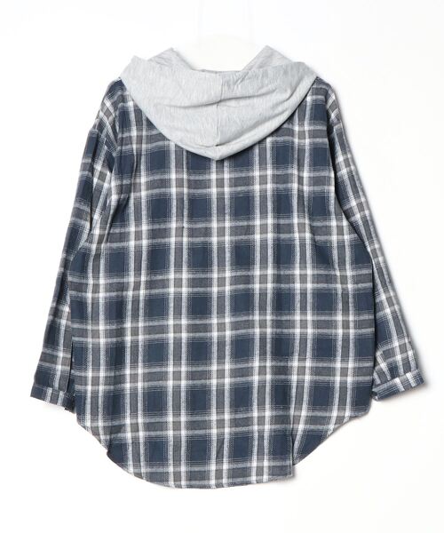 FUNdaysion(ファンデイション)の「フード付きチェックシャツ(Tシャツ/カットソー・レディース・ブラック/ブルー・M)」の20枚目の写真
