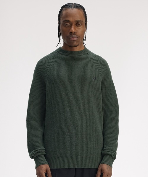 FRED PERRY(フレッドペリー)の「Lambswool Raglan Jumper/ラムウールラグランスリーブニット(ニット/セーター・メンズ・グリーン/グレー/オフホワイト/イエロー・S/M/L)」の20枚目の写真