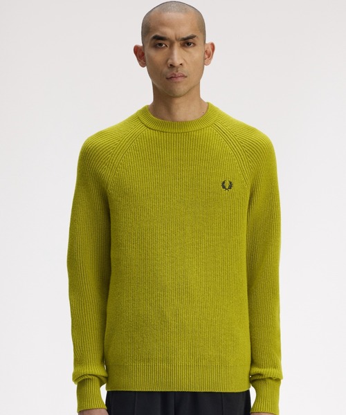 FRED PERRY(フレッドペリー)の「Lambswool Raglan Jumper/ラムウールラグランスリーブニット(ニット/セーター・メンズ・グリーン/グレー/オフホワイト/イエロー・S/M/L)」の10枚目の写真