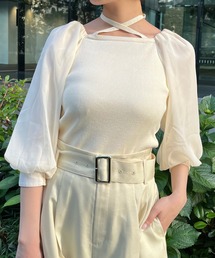 AND COUTURE | 7分袖ホルターリボンニットプルオーバー(ニット/セーター)