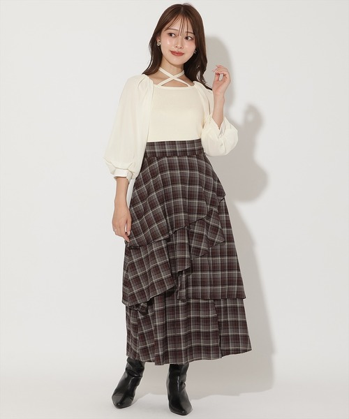 AND COUTURE(アンドクチュール)の「7分袖ホルターリボンニットプルオーバー(ニット/セーター・レディース・ブラック/アイボリー/ネイビー・FREE)」の11枚目の写真