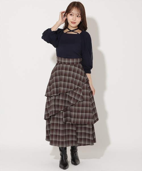 AND COUTURE(アンドクチュール)の「7分袖ホルターリボンニットプルオーバー(ニット/セーター・レディース・ブラック/アイボリー/ネイビー・FREE)」の17枚目の写真