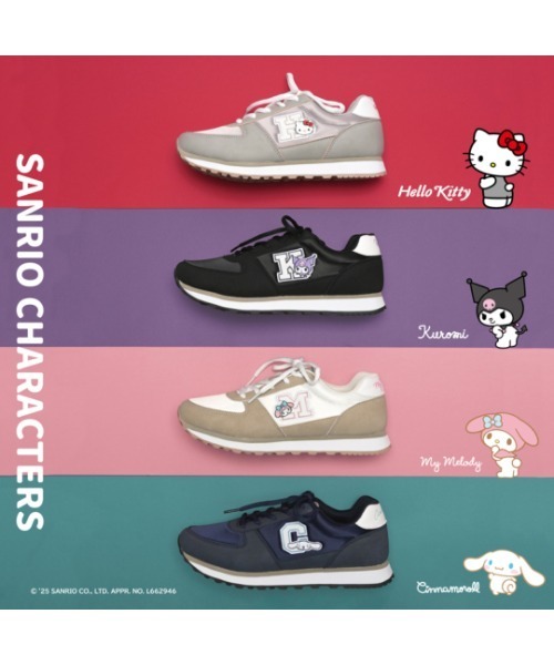 sanrio（サンリオ）の「sanrio/サンリオ レトロ スニーカー 「ハローキティ、マイメロディ、シナモロール、クロミ」（スニーカー・レディース・ブラック/グレー/ネイビー/ベージュ/イエロー・23.0cm/23.5cm/24.0cm/24.5cm/22.5cm）」の21枚目の写真