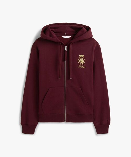 TOMMY HILFIGER（トミーヒルフィガー）の「ゴールドクレストテリージップスルーパーカー（スウェット・レディース・バーガンディー/ネイビー・MEDIUM/SMALL/X-SMALL）」の10枚目の写真