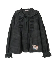 盛*き様 美品♡ピンクハウス フリル ピンタック ボタンレス トップス 黒 美品♡ピンクハウス フリル ピンタック ボタンレス トップス 黒