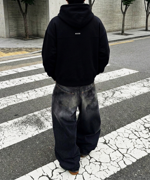 AGOD（エージーオーディー）の「バックシェリング起毛フードTシャツ[ブラック]（パーカー・レディース・その他・SMALL/MEDIUM/LARGE）」の5枚目の写真