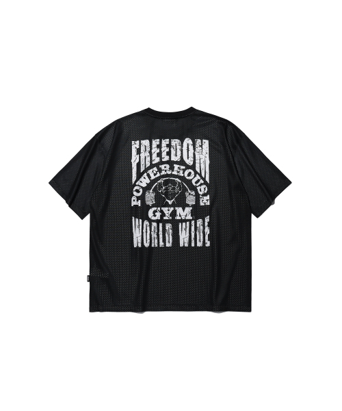 FREEDOM(フリーダム)の「パワーハウスメッシュオーバーサイズTシャツ(ブラック)(Tシャツ/カットソー・メンズ・その他・X-LARGE/2XL/3XL/LARGE/4XL)」の2枚目の写真