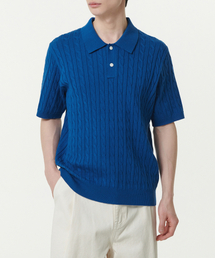 MUSINSA STANDARD（ムシンサスタンダード）の「Cable Knit Polo Shirt [Blue]（ニット/セーター）」