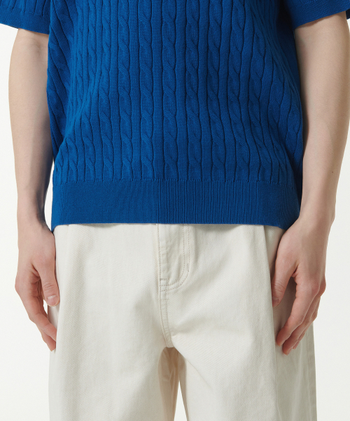 MUSINSA STANDARD（ムシンサスタンダード）の「ケーブルニットポロシャツ[ブルー]（ニット/セーター・メンズ・その他・XX-LARGE/LARGE/MEDIUM/SMALL/X-LARGE）」の6枚目の写真