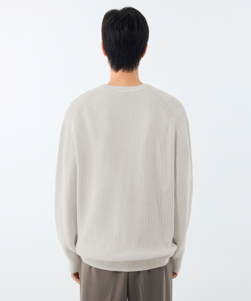 MUSINSA STANDARD（ムシンサスタンダード）の「コットンリブクルーネックニット[クリーム]（ニット/セーター・メンズ・その他・SMALL/MEDIUM/LARGE/X-LARGE/XX-LARGE）」の4枚目の写真