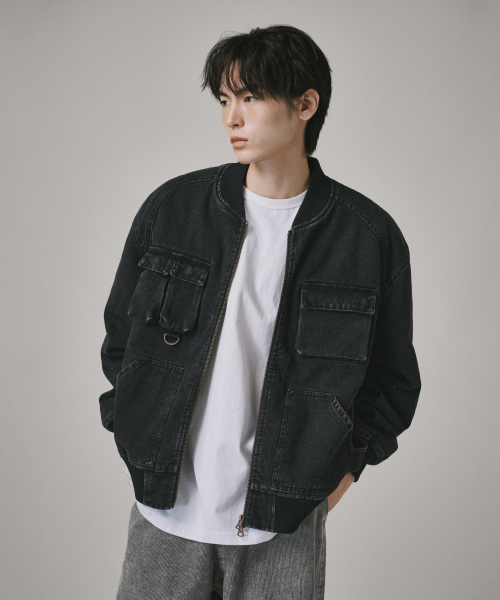 Verdnt（バーダント）の「ボアフリースデニムボンバージャケット[ブラック]（デニムジャケット・メンズ・その他・SMALL/MEDIUM/LARGE）」の2枚目の写真