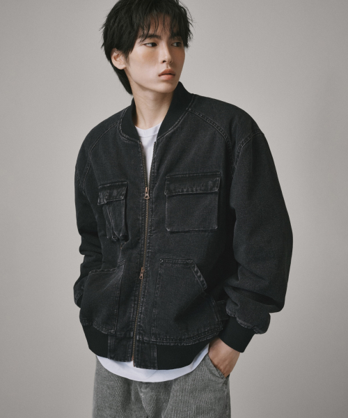 Verdnt（バーダント）の「ボアフリースデニムボンバージャケット[ブラック]（デニムジャケット・メンズ・その他・SMALL/MEDIUM/LARGE）」の3枚目の写真