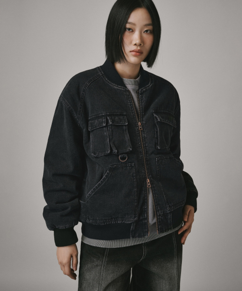 Verdnt（バーダント）の「ボアフリースデニムボンバージャケット[ブラック]（デニムジャケット・メンズ・その他・SMALL/MEDIUM/LARGE）」の5枚目の写真