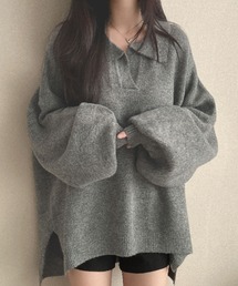 襟付きオーバーニット