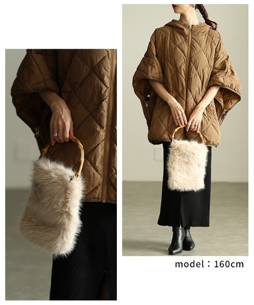 Sawa a la mode(サワアラモード)の「フェイクファースクエアハンドバッグ(ハンドバッグ・レディース・ベージュ/ピンク/グレー・FREE)」の10枚目の写真