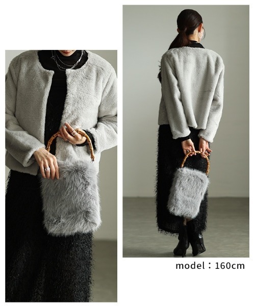 Sawa a la mode(サワアラモード)の「フェイクファースクエアハンドバッグ(ハンドバッグ・レディース・ベージュ/ピンク/グレー・FREE)」の15枚目の写真