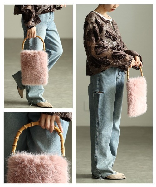 Sawa a la mode(サワアラモード)の「フェイクファースクエアハンドバッグ(ハンドバッグ・レディース・ベージュ/ピンク/グレー・FREE)」の20枚目の写真