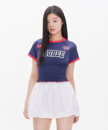 GRAPHIC TRACK JERSEY SMOKING T-SHIRT NAVY
