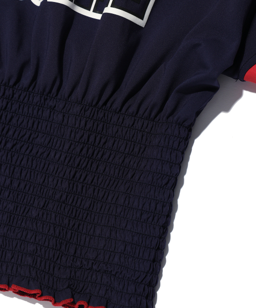 YOUHEE(ユヒ)の「GRAPHIC TRACK JERSEY SMOKING T-SHIRT NAVY(Tシャツ/カットソー・レディース・その他・FREE)」の5枚目の写真
