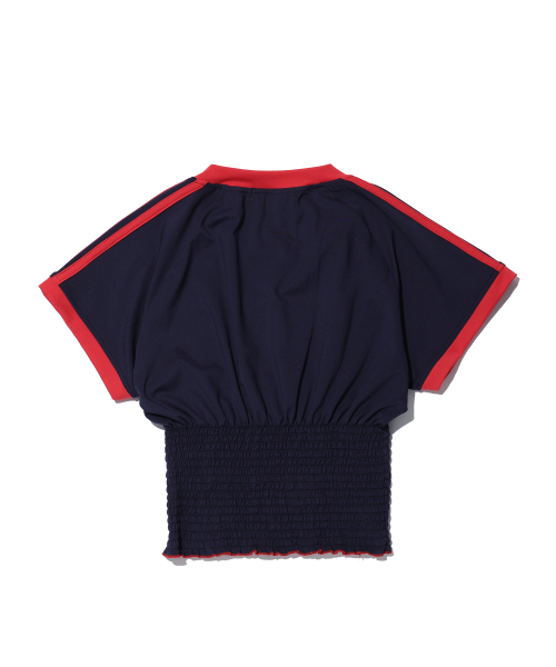 YOUHEE(ユヒ)の「GRAPHIC TRACK JERSEY SMOKING T-SHIRT NAVY(Tシャツ/カットソー・レディース・その他・FREE)」の6枚目の写真