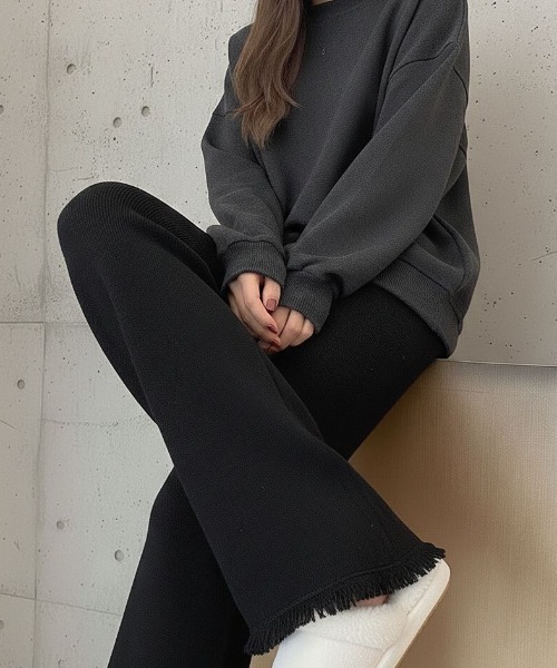 cammie(キャミー)の「裾フリンジパンツ(その他パンツ・レディース・オートミール/ブラック・F)」の2枚目の写真