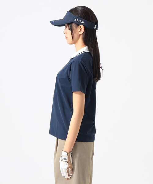 BEAMS GOLF(ビームスゴルフ)の「ORANGE LABEL / シルバースターロゴ サッカーシャツ(吸水速乾・UVカット)(ポロシャツ・レディース・サックスブルー/ネイビー/ホワイト・MEDIUM/SMALL/LARGE)」の13枚目の写真