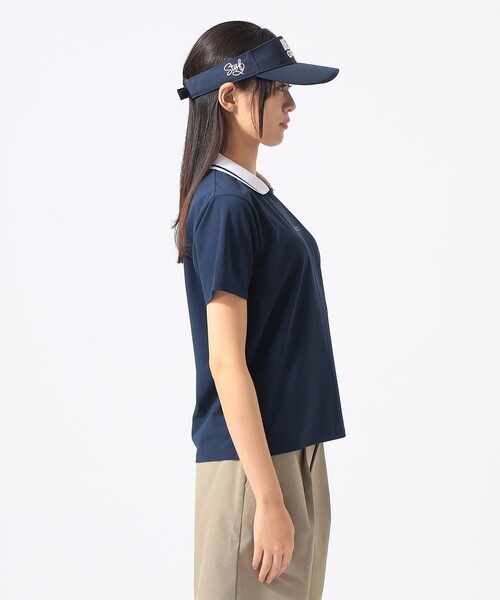 BEAMS GOLF(ビームスゴルフ)の「ORANGE LABEL / シルバースターロゴ サッカーシャツ(吸水速乾・UVカット)(ポロシャツ・レディース・サックスブルー/ネイビー/ホワイト・MEDIUM/SMALL/LARGE)」の12枚目の写真