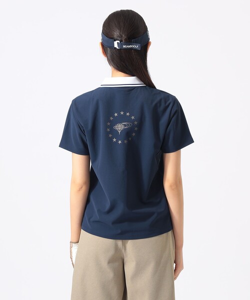 BEAMS GOLF(ビームスゴルフ)の「ORANGE LABEL / シルバースターロゴ サッカーシャツ(吸水速乾・UVカット)(ポロシャツ・レディース・サックスブルー/ネイビー/ホワイト・MEDIUM/SMALL/LARGE)」の11枚目の写真
