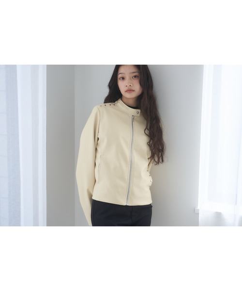 Smyeon(スミョン)の「heartmotif studs rider's jacket/ハートスタッズライダースジャケット(ライダースジャケット・レディース・イエロー/ブラック・FREE)」の22枚目の写真