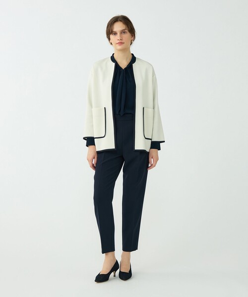 BALLSEY（ボールジィ）の「ミラノリブ 2ポケットカーディガン（カーディガン/ボレロ・レディース・ホワイト/ネイビー・S）」の3枚目の写真