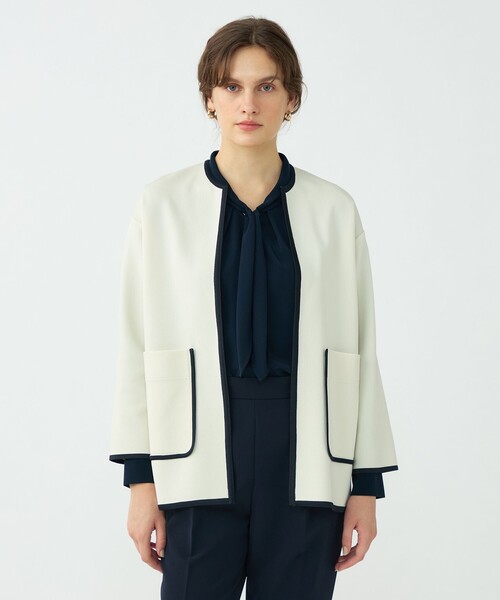 BALLSEY（ボールジィ）の「ミラノリブ 2ポケットカーディガン（カーディガン/ボレロ・レディース・ホワイト/ネイビー・S）」の4枚目の写真